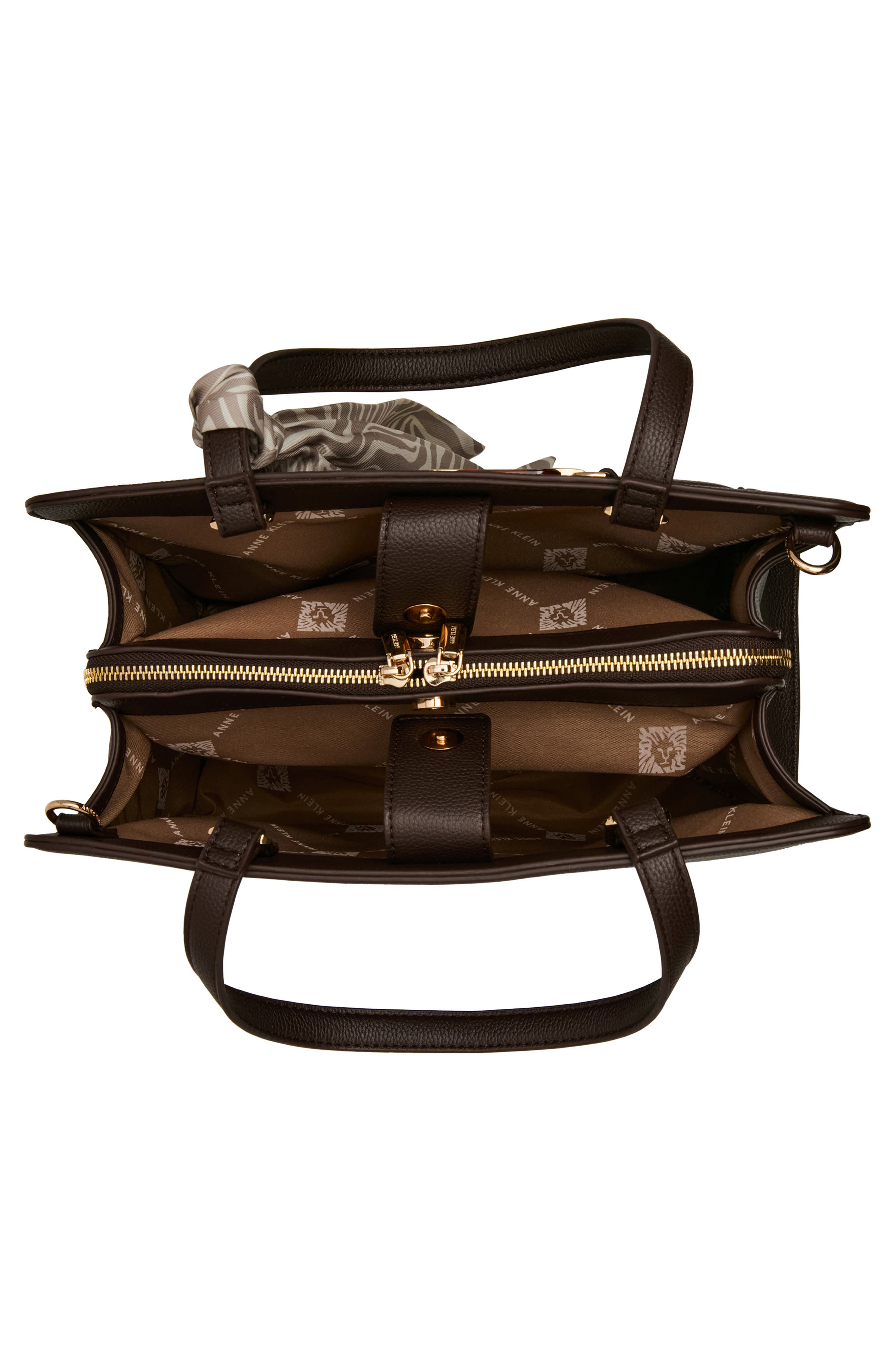 Triple Compartment Faux Leather Tote, Alternate, color, ESPRESSO