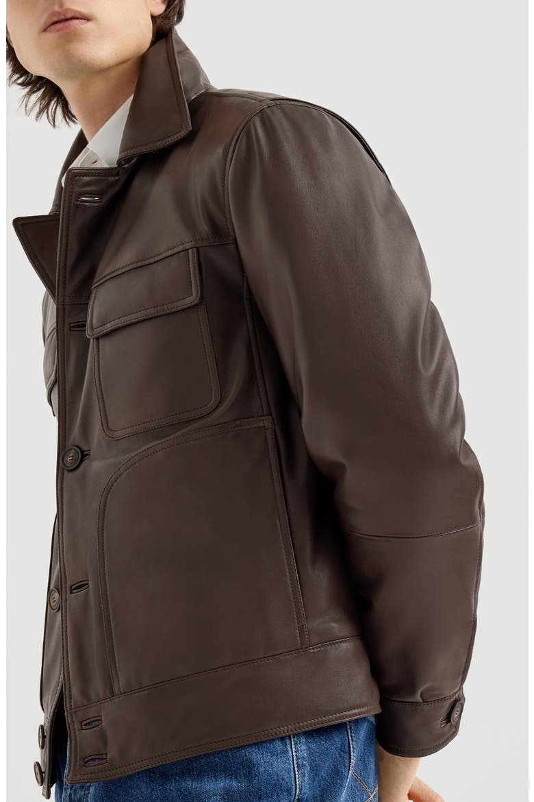 Nappa leather outerwear jacket with Thermore® padding, Alternate, color, Coffee