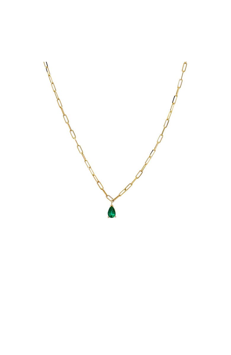 BY ADINA EDEN Emerald Pear Pendant Necklace 14K, Main, color, Emerald Green