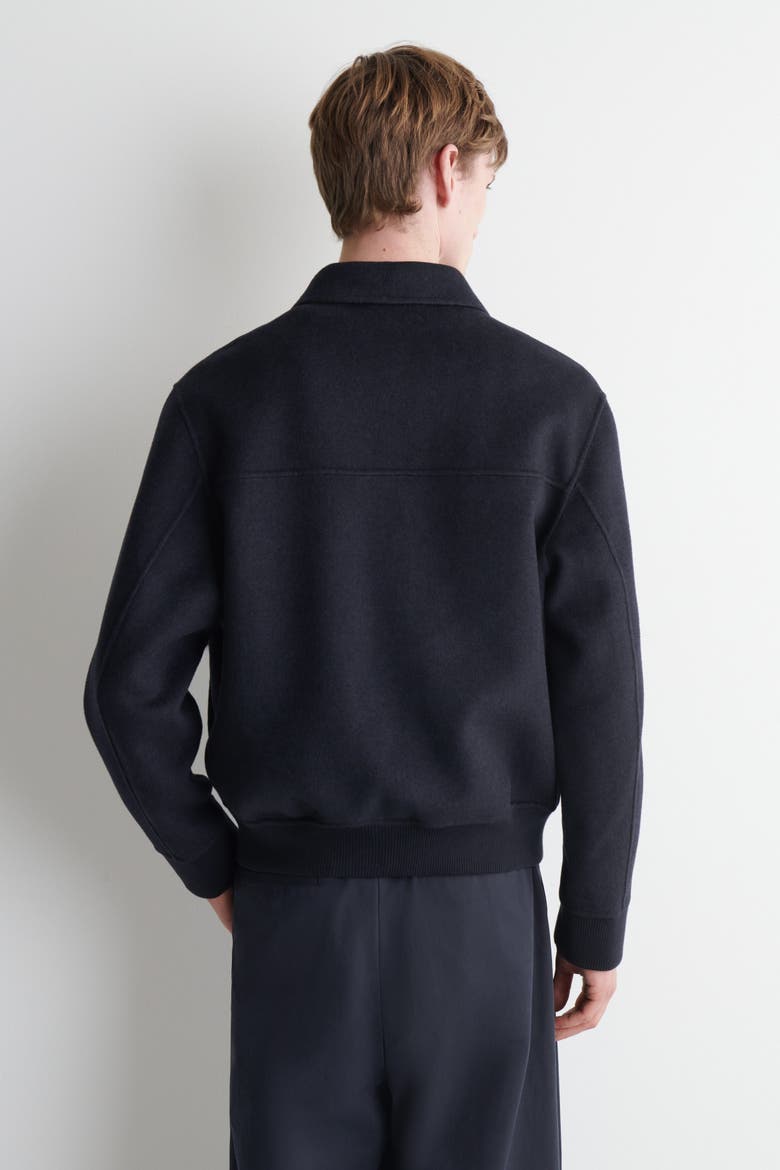 Double-Faced Wool-Blend Bomber Jacket, Alternate, color, NAVY