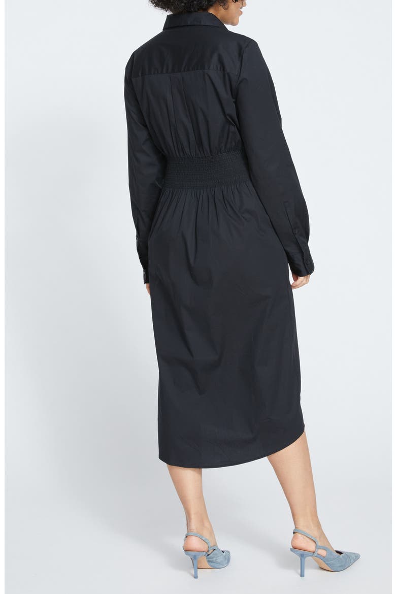 Hamptons Smock Waist Chambray Shirtdress, Alternate, color, BLACK