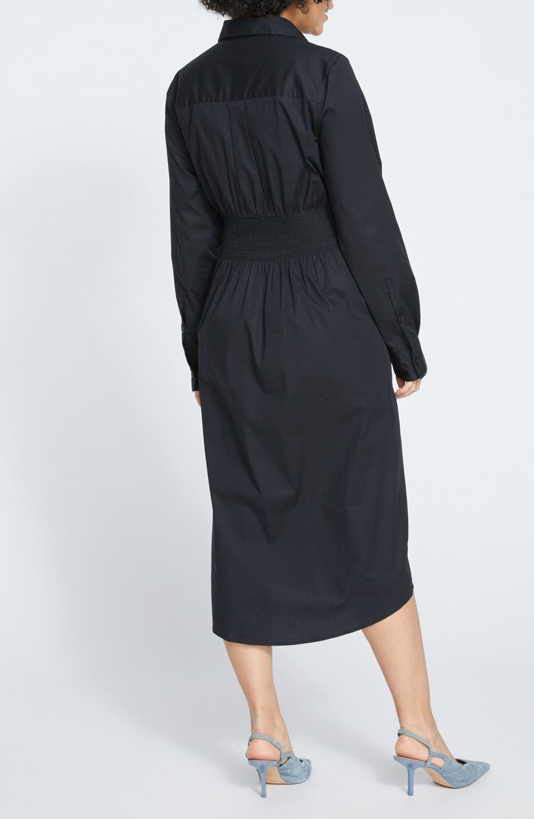 Universal Standard Hamptons Smock Waist Chambray Shirtdress, Alternate, color, Black