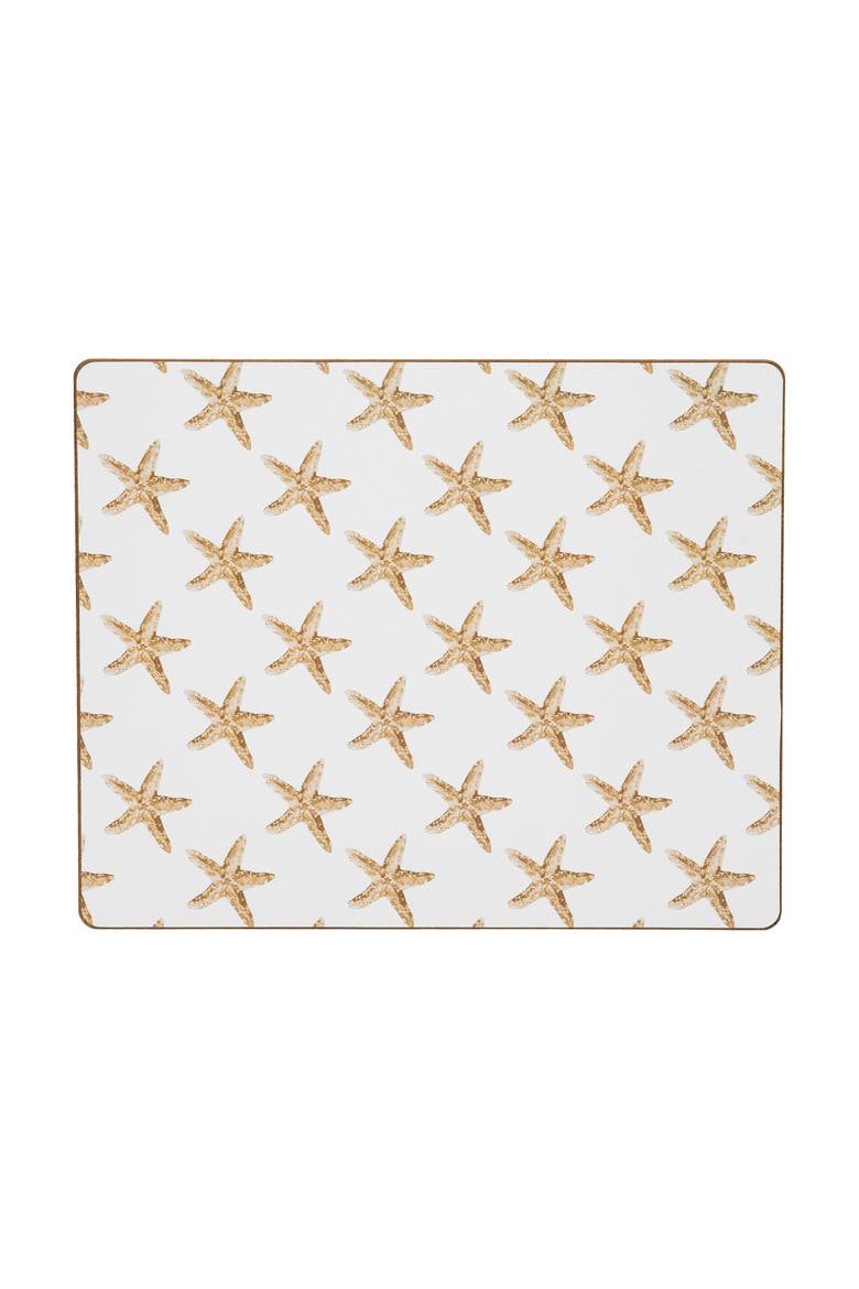 Sandbridge Stars Placemats, Set of 6 Coastal Ocean Beach Nautical, 13" x 16", Main, color, Yellow