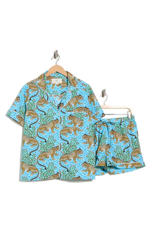 Printfresh Organic Cotton Poplin Short Sleeve Pajamas In Blue