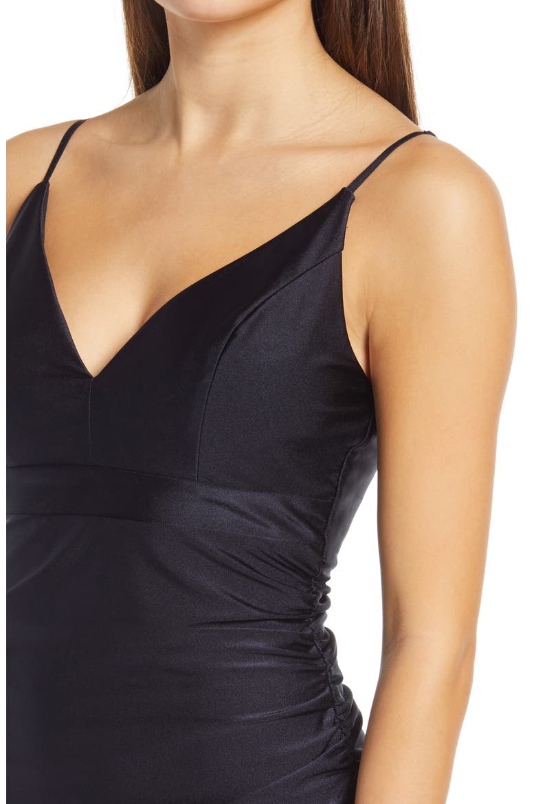 Ruched Satin Body-Con Dress, Alternate, color, NAVY