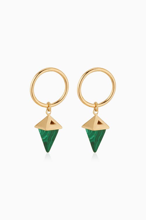 Oradina 14k Gold Prism Point Drop Earrings In Gold - Green Malachite