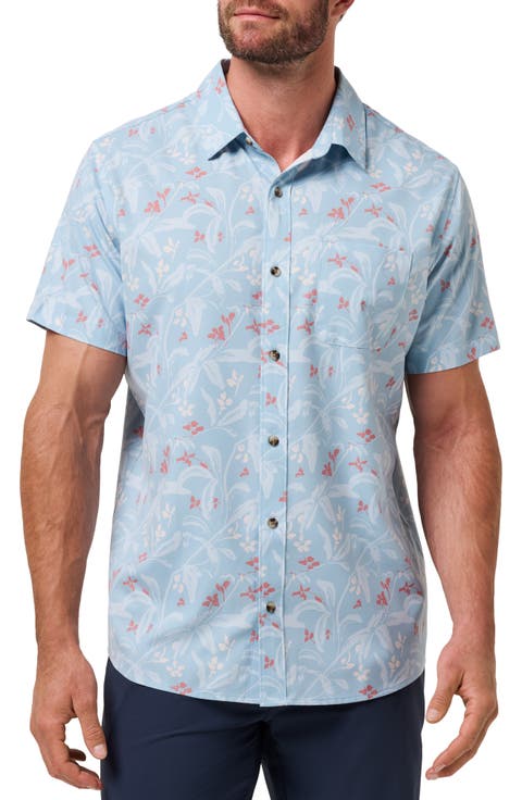 Techwoven Coast Floral Short Sleeve Performance Button-Up Shirt