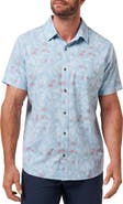 TravisMathew Techwoven Coast Floral Short Sleeve Performance Button-Up Shirt