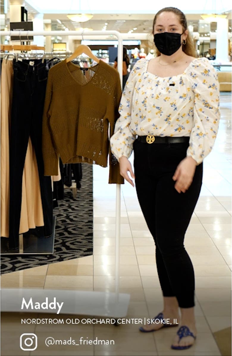 Faye Stripe V-Neck Sweater, sales video thumbnail