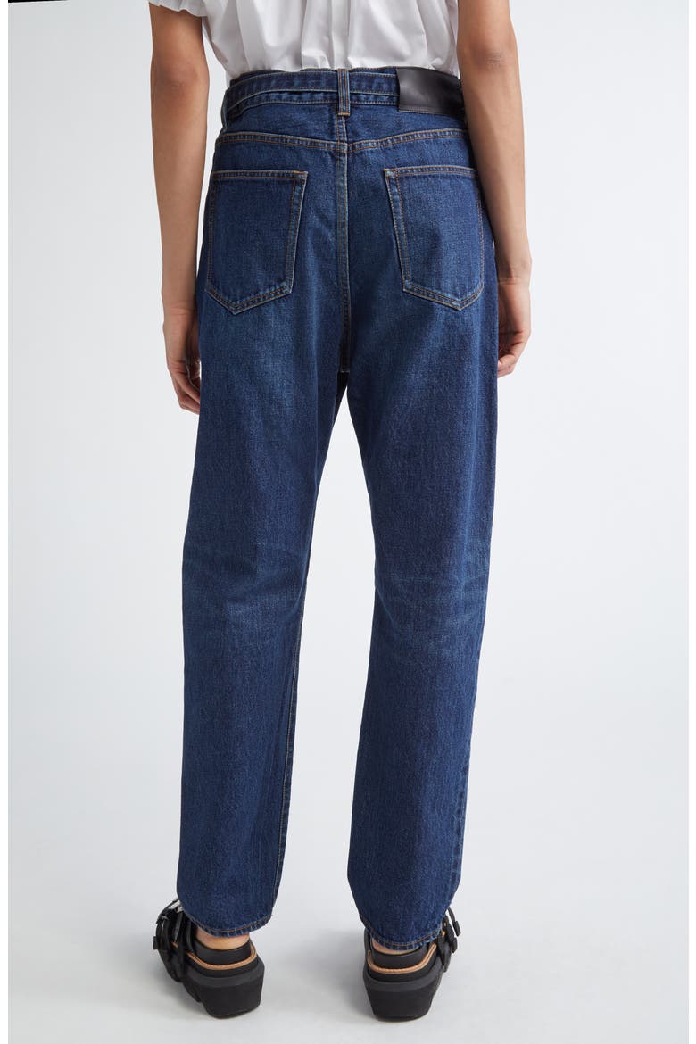 Belted Straight Leg Jeans, Alternate, color, BLUE 401