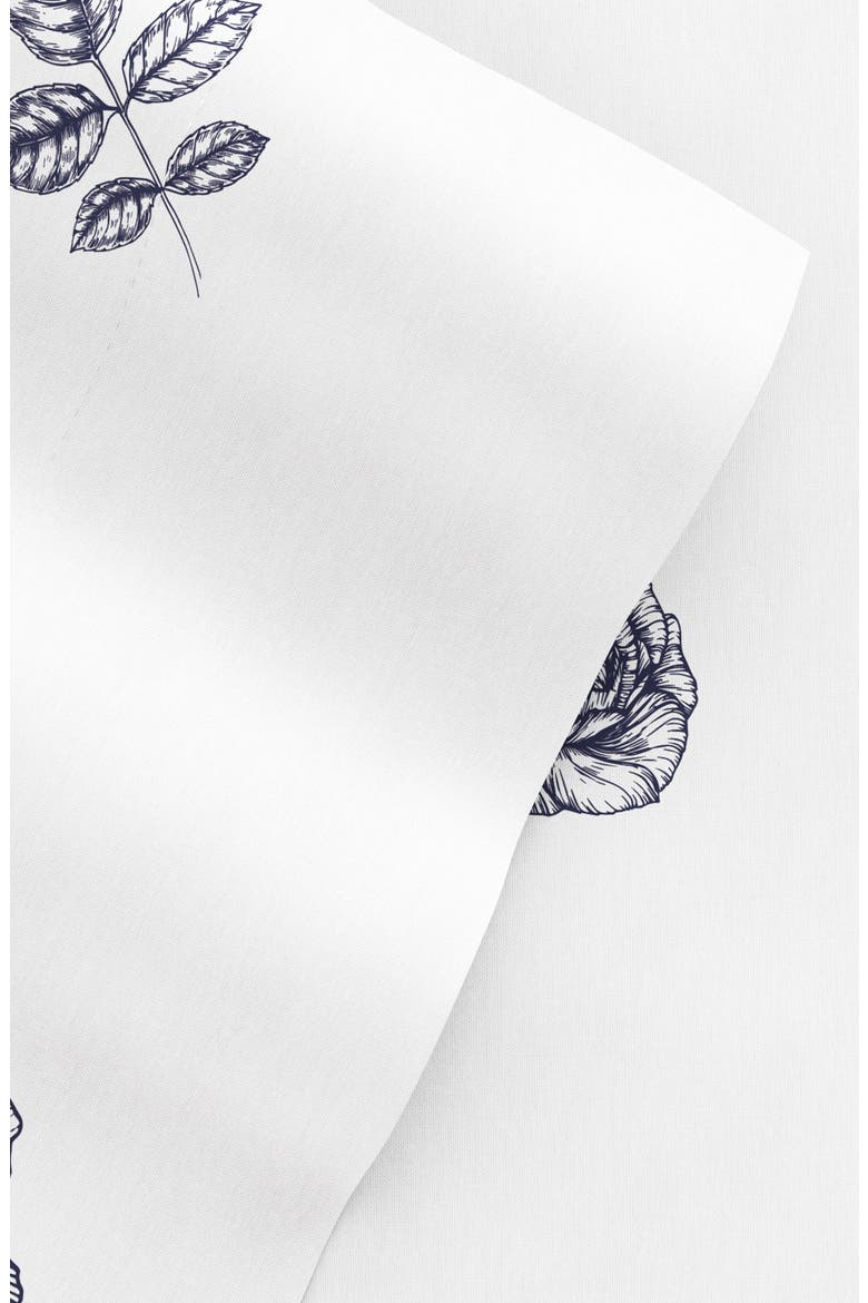 HOME SPUN Premium Ultra Soft Indigo Flowers Pattern 4-Piece Bed Sheet Set, Alternate, color, NAVY