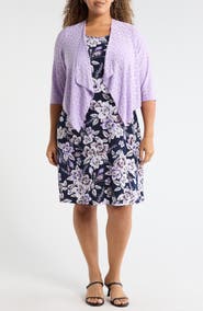Connected Apparel Floral Print Dress & Cardigan Set