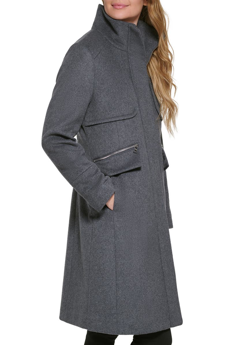 KARL LAGERFELD PARIS Officer Wool Blend Coat, Alternate, color, Medium Grey