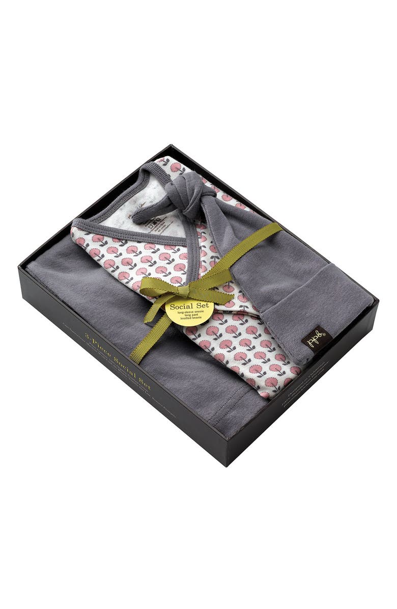 Petunia Pickle Bottom Bodysuit, Pants & Hat Set, Alternate, color, 