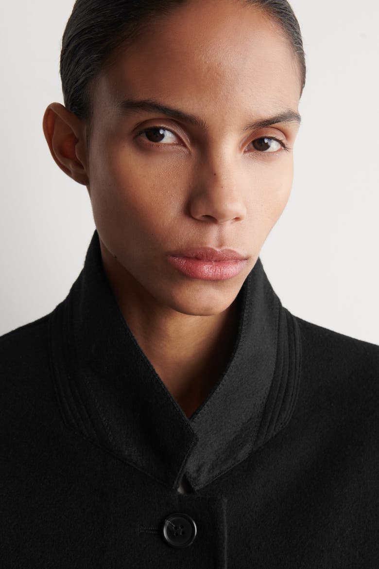 Structured Double-Faced Wool Jacket, Alternate, color, BLACK