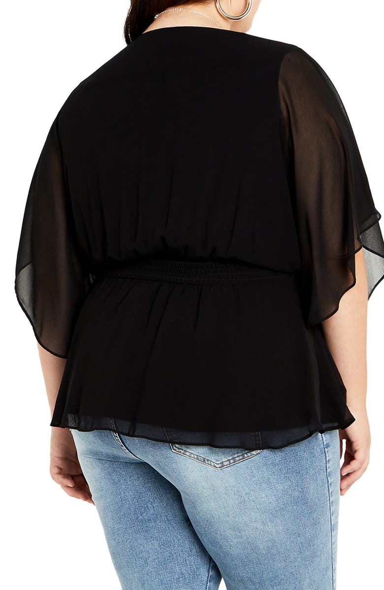 City Chic Elegant Georgette Faux Wrap Top, Alternate, color,