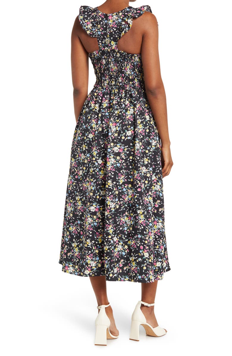 MELLODAY Smock Print Sleeveless Maxi Dress, Alternate, color,
