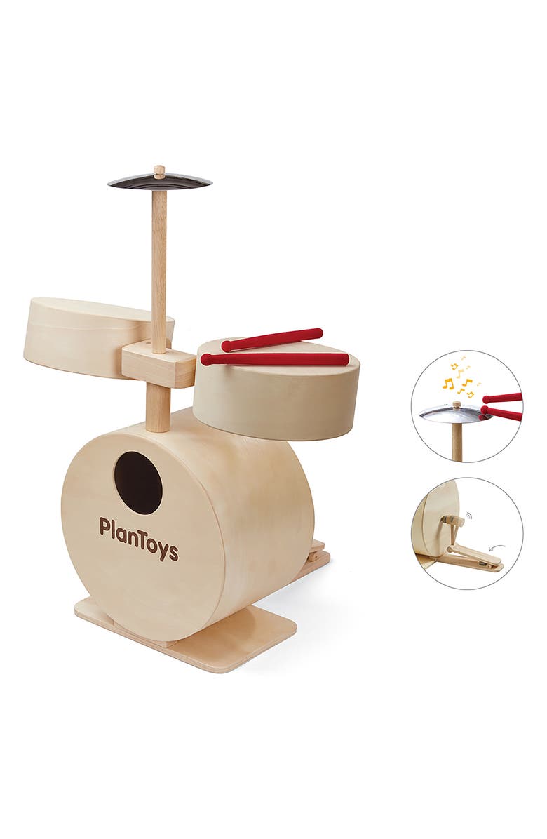 PlanToys<sup>®</sup> Drum Playset, Alternate, color, Natural