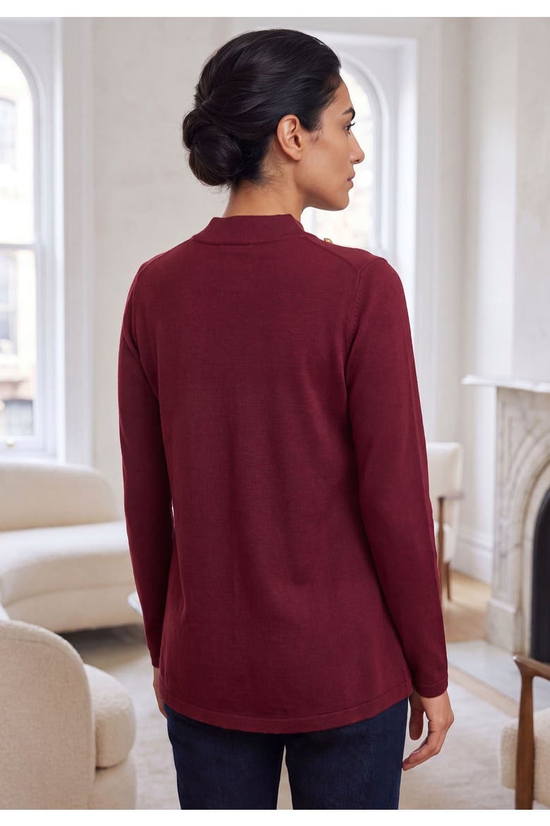 Cable Crewneck Sweater, Alternate, color, RICH BURGUNDY