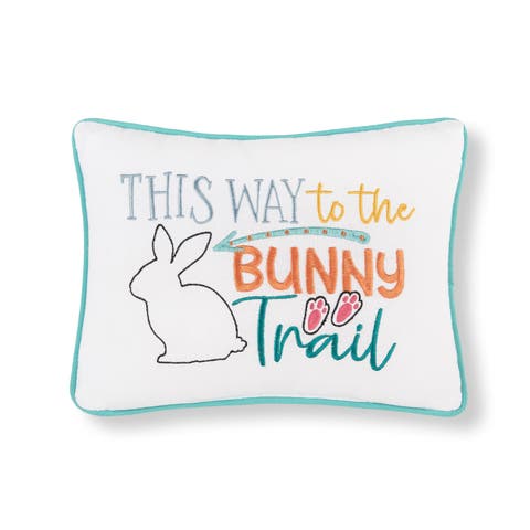 "This Way to The Bunny Trail" Easter Cotton Blend Mini Accent Pillow 9" x 12"