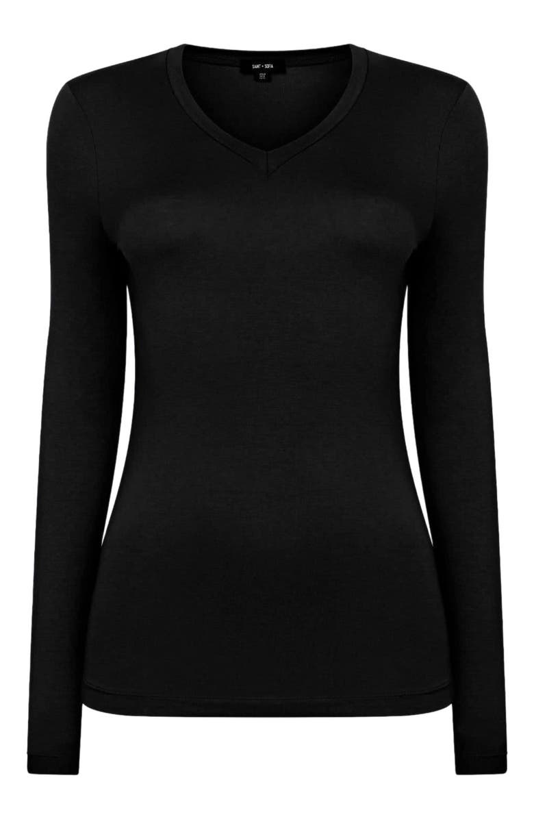 Saint + Sofia Honeycomb Rib Sweater, Alternate, color, Black