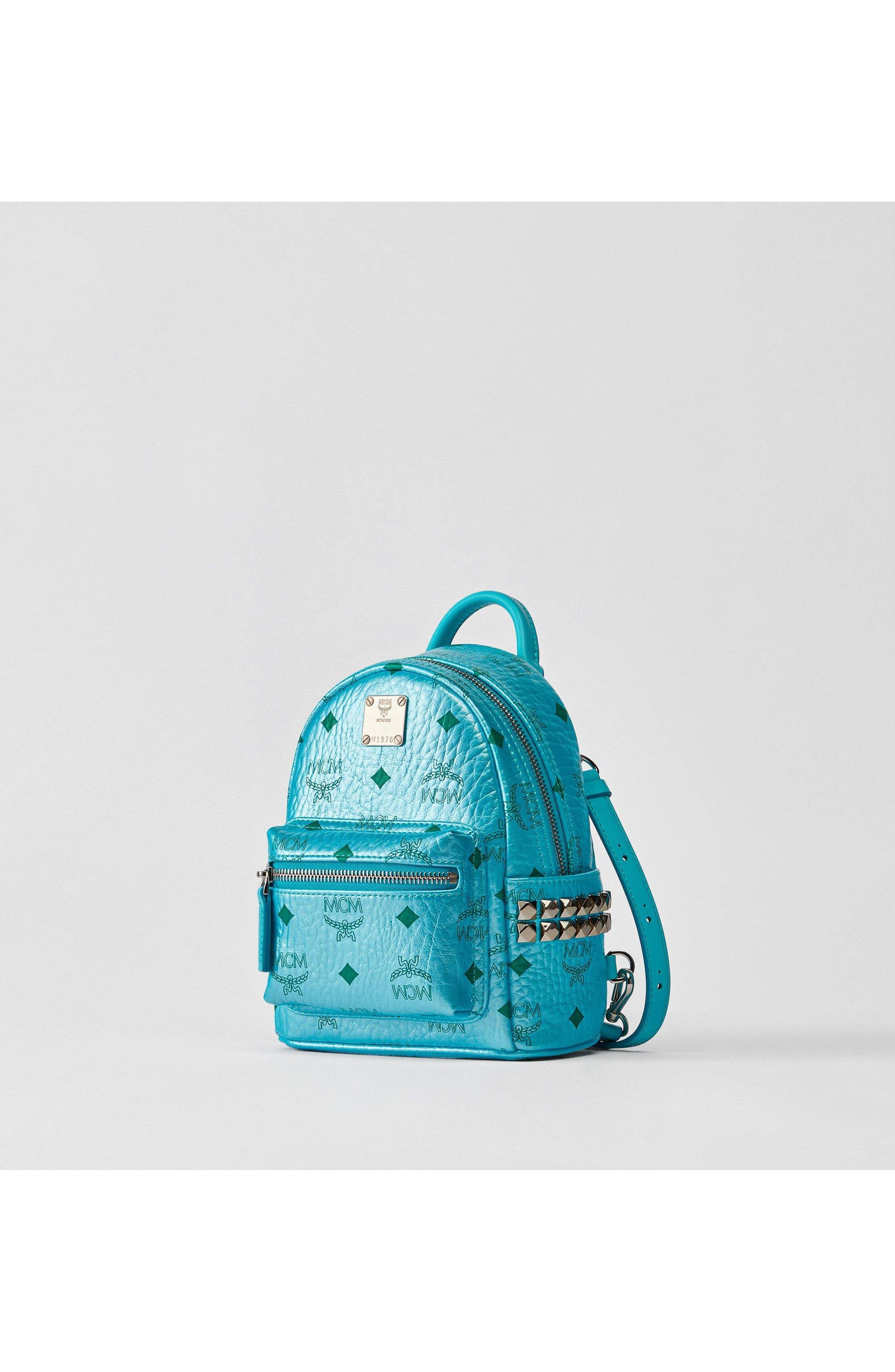 X-Mini Stark Bebe Boo Side Studs Backpack in Visetos, Alternate, color, Blue Ceramic