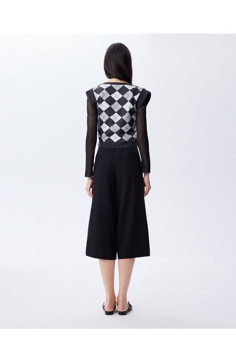 THEO The Label Nomia Plaid Pearly V-neck Sweater, Alternate, color, Grey/Silver