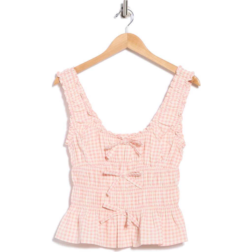 Elodie Gingham Shirred Peplum Tank
