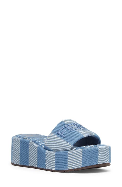 Shop Fendi Flatform Platform Slide Sandal In F1std Bianco Blu Ceruleo