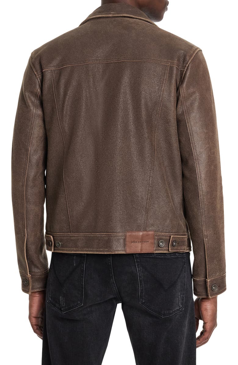 John Varvatos Andrew Distressed Leather Trucker Jacket, Alternate, color,