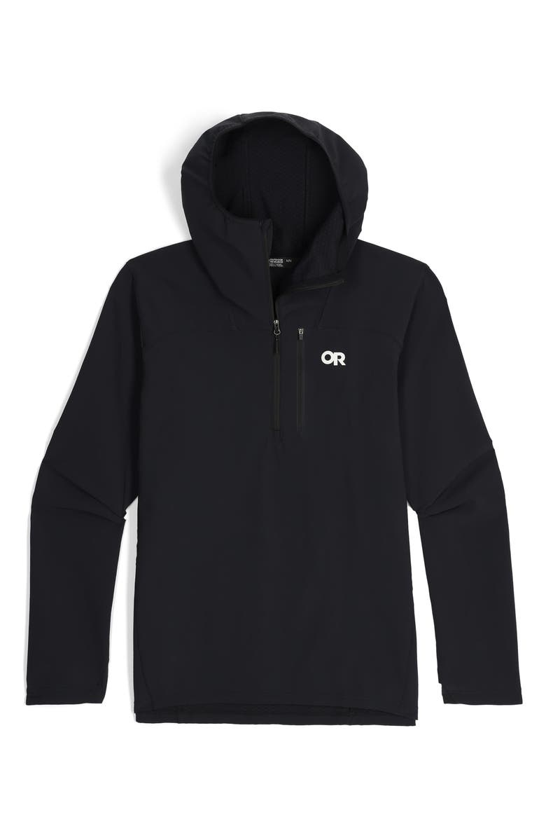 Outdoor Research Freewheel Mountain Bike Half Zip Hoodie, Alternate, color, Black