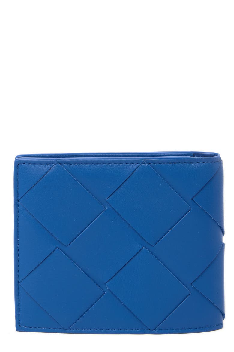 Large Intrecciato Leather Bifold Wallet, Alternate, color, BLUE