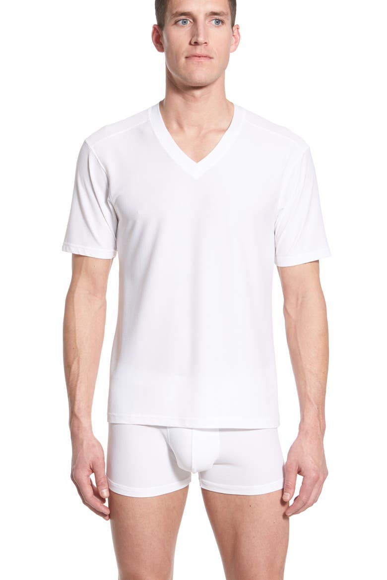 'Give-N-Go' Mesh V-Neck T-Shirt, Alternate, color, WHITE