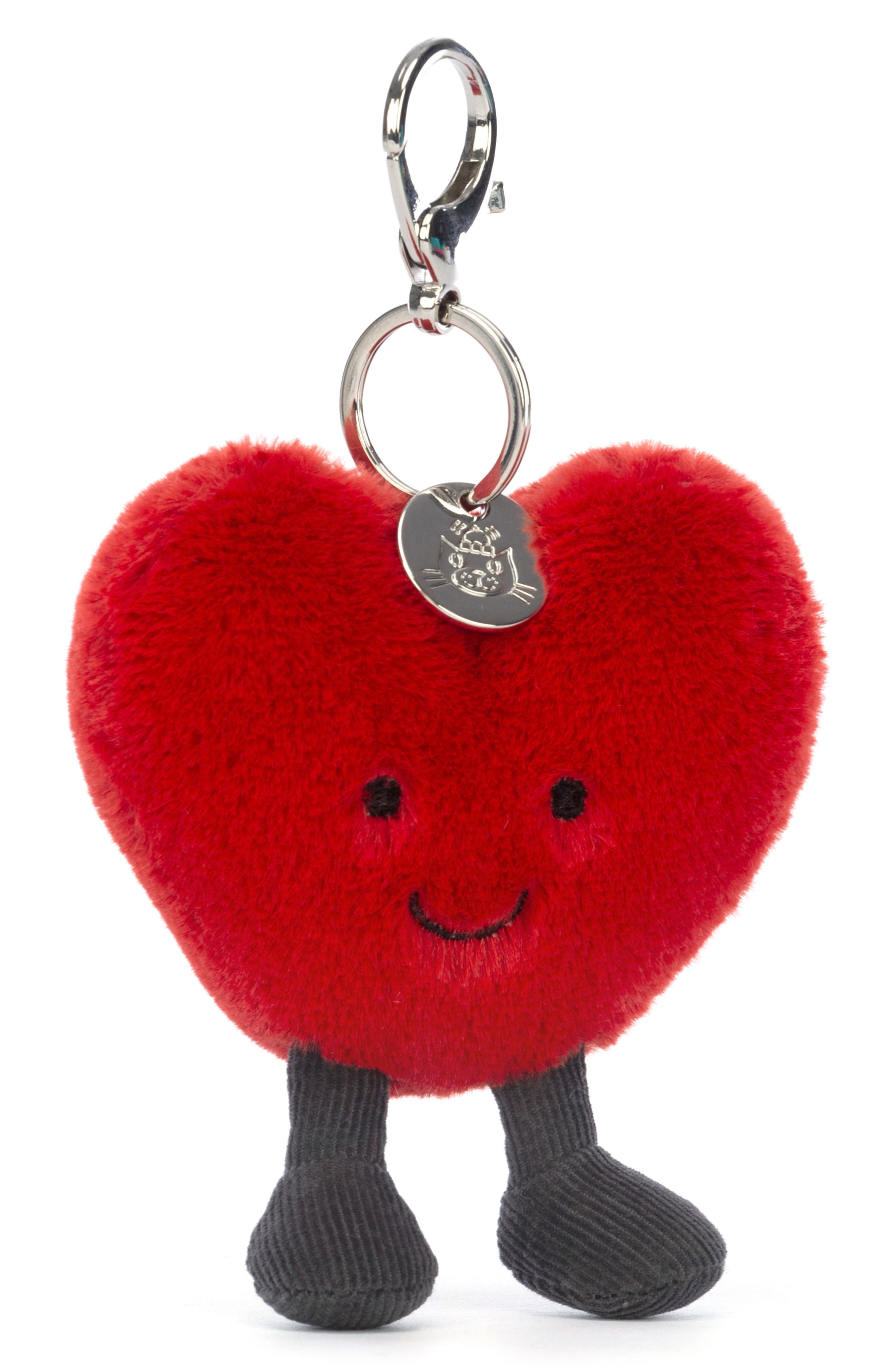 Amuseable Heart Bag Charm, Main, color, RED