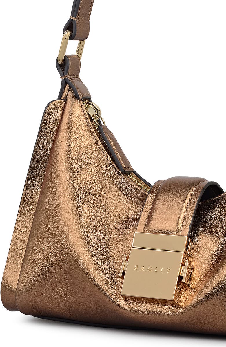 Radley Sloane Metallic Leather Shoulder Bag, Alternate, color, Olive Gold