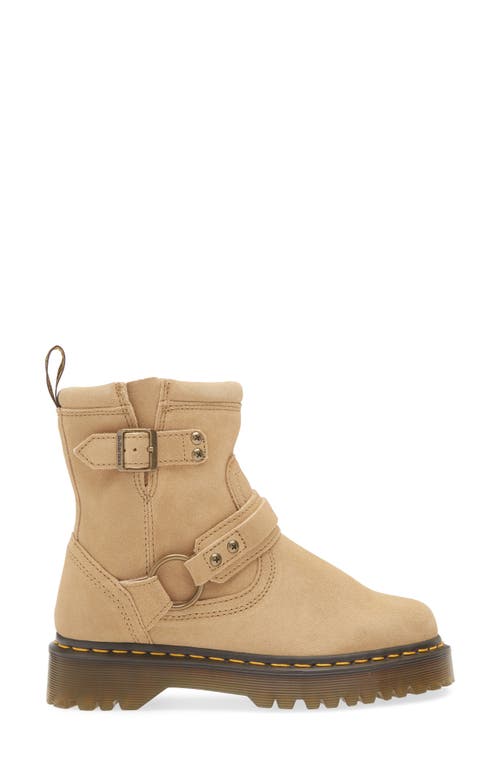 Dr. Martens Anistone Hrns Low Heels Ankle Boots In Beige Suede In Blue