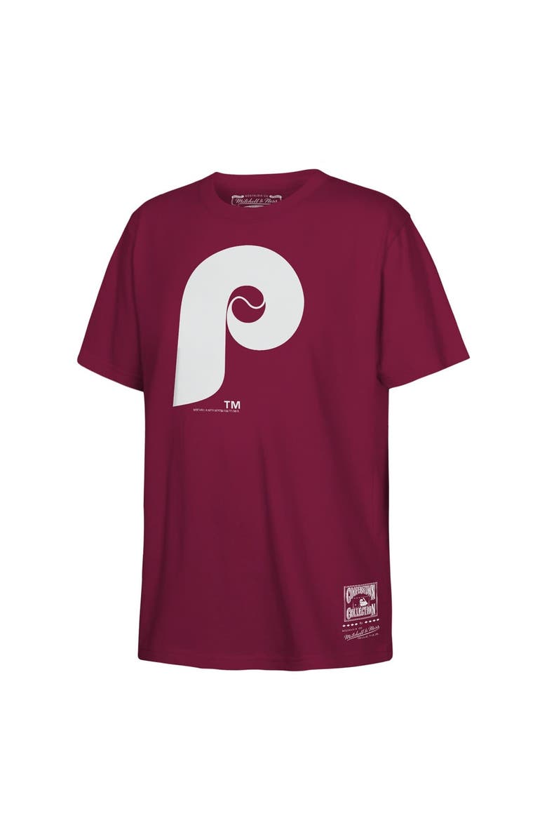 Mitchell & Ness Youth Mitchell & Ness Burgundy Philadelphia Phillies Retro Logo T-Shirt, Main, color, Burgundy