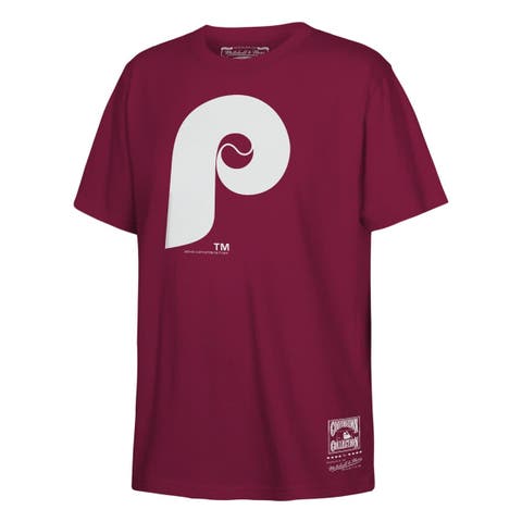 Youth Mitchell & Ness  Burgundy Philadelphia Phillies Retro Logo T-Shirt