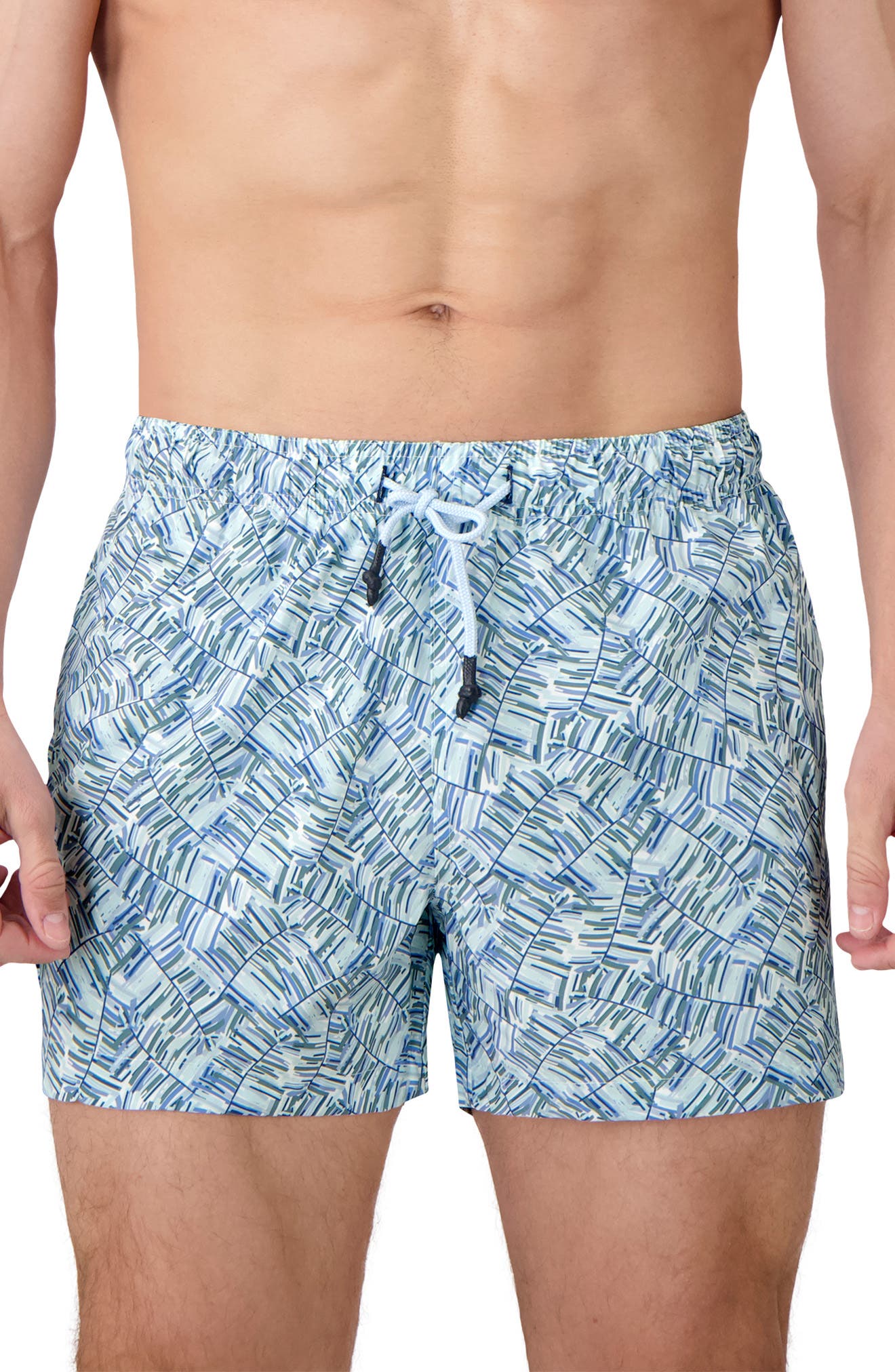 Sunset x Vine Abstract Print Swim Trunks