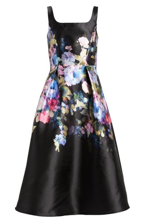 Julia Jordan Printed Mikado Midi Dress In Black Multi