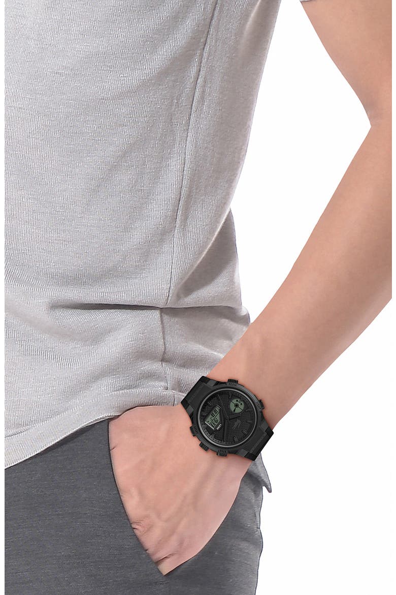 LC33 Silicone Strap Watch, 45mm, Alternate, color, BLACK