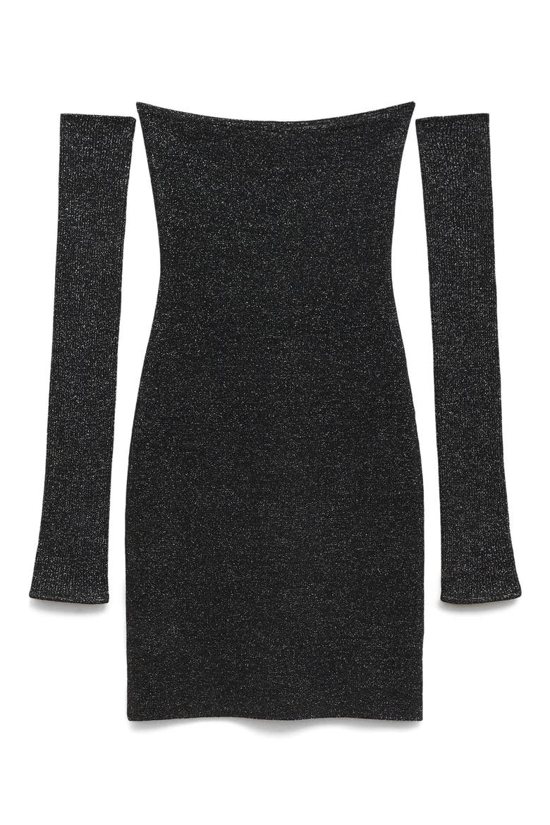 Metallic Strapless Minidress, Alternate, color, BLACK