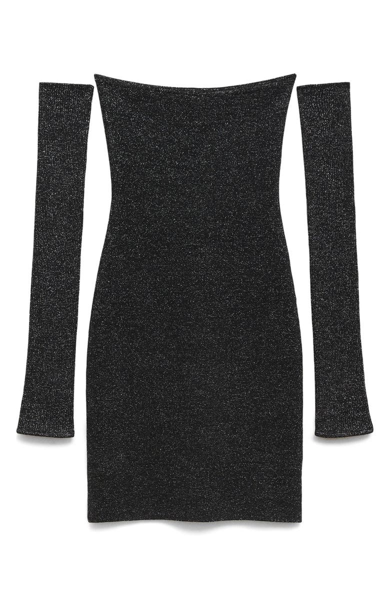 MANGO Metallic Strapless Minidress, Alternate, color, Black