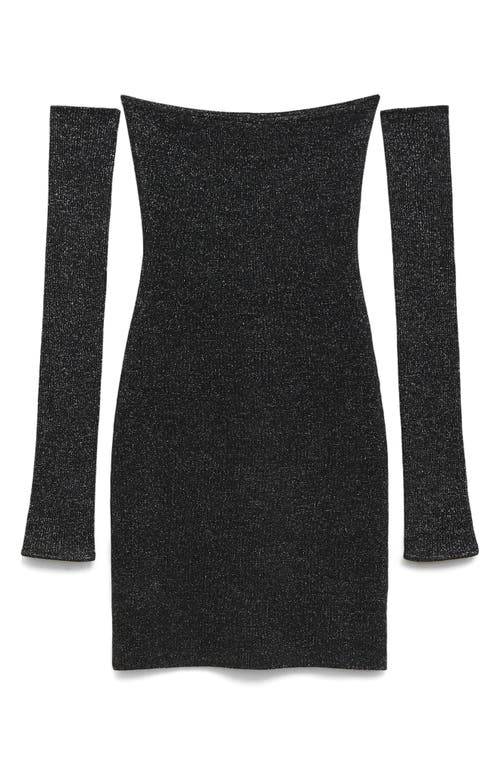 Mango Off-the-shoulder Velvet Dress Night Blue In Black