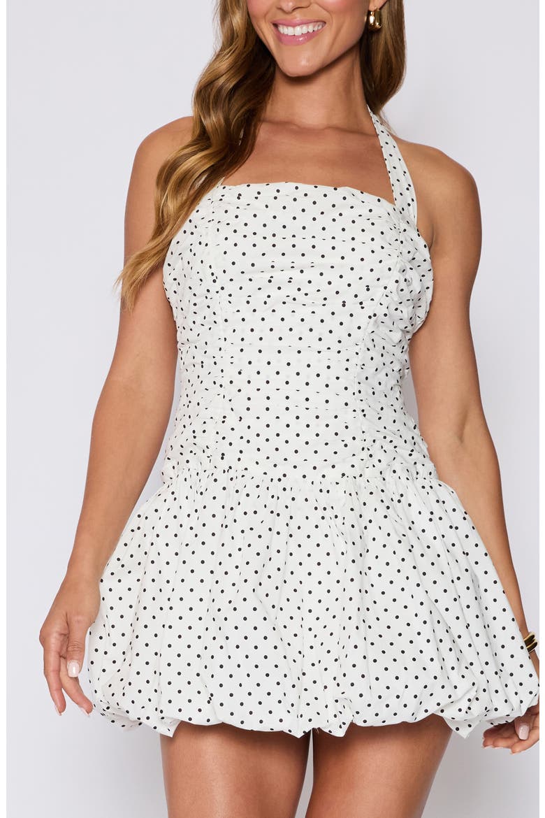 Rory Polka Dot Bubble Hem Halter Minidress (Nordstrom Exclusive), Alternate, color, WHITE/ BLACK DOT