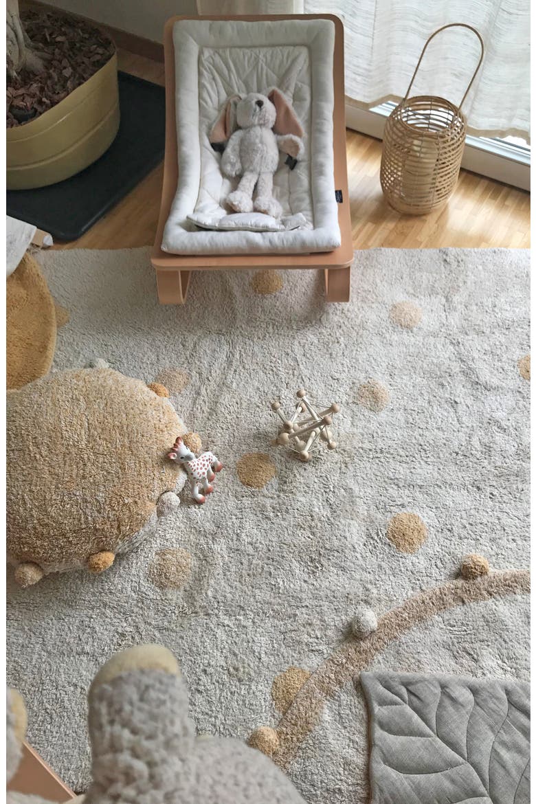 Polka Dot Fringe Trim Washable Cotton Blend Rug, Alternate, color, NATURAL