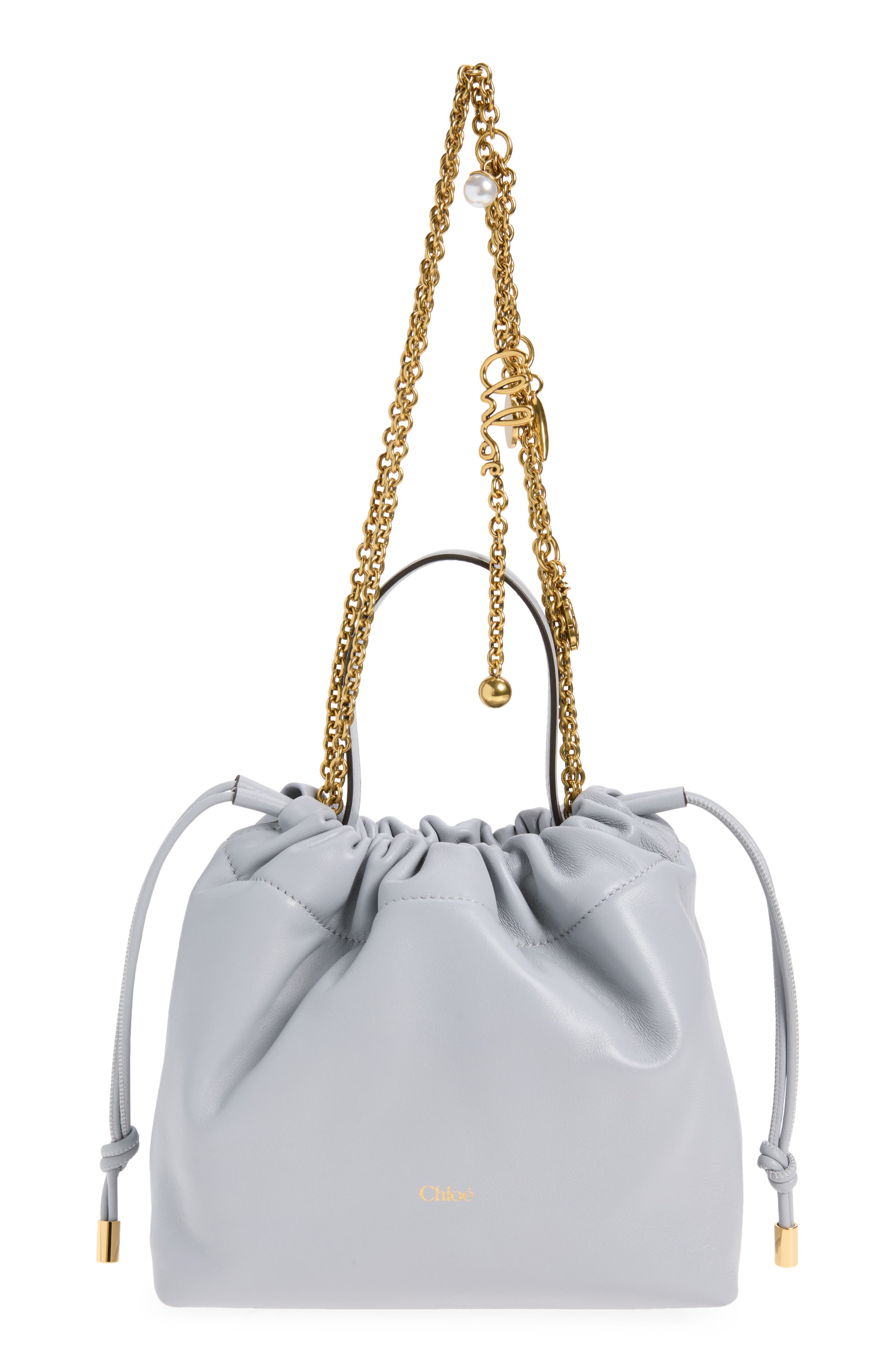 Chloé Mini Icons Leather Shoulder Bag, Main, color, Greyish Blue