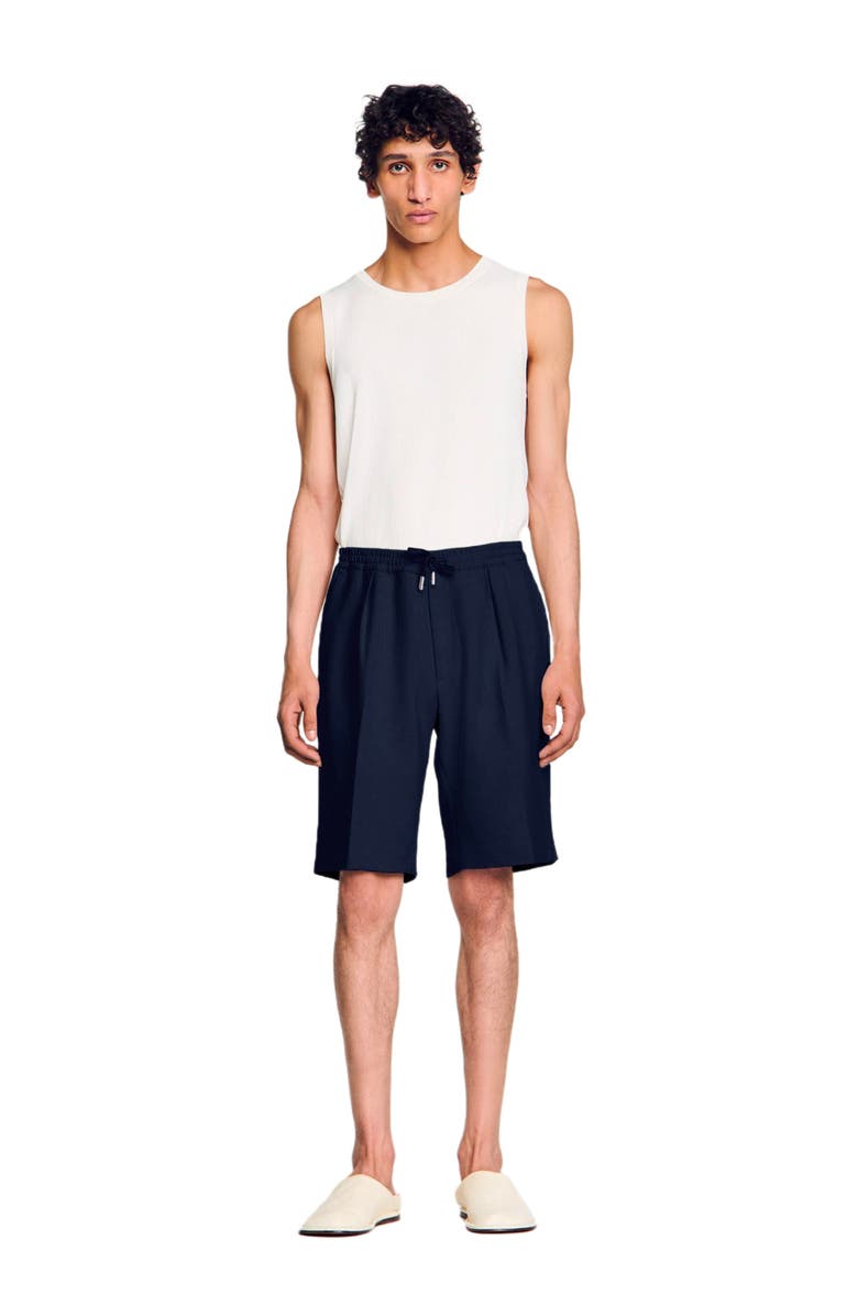 SANDRO Jersey Bermuda shorts, Alternate, color, Navy Blue