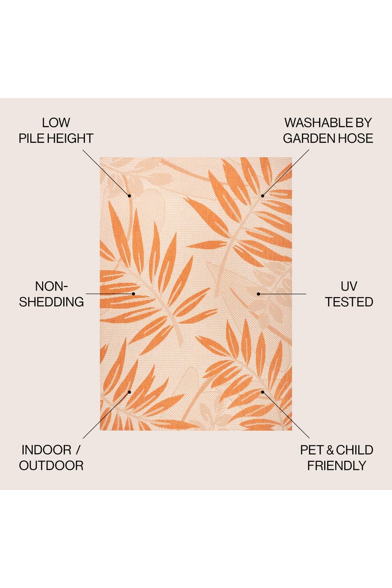Havana Tropical Palm Leaf Indoor/Outdoor Area Rug, Alternate, color, Cream/Orange