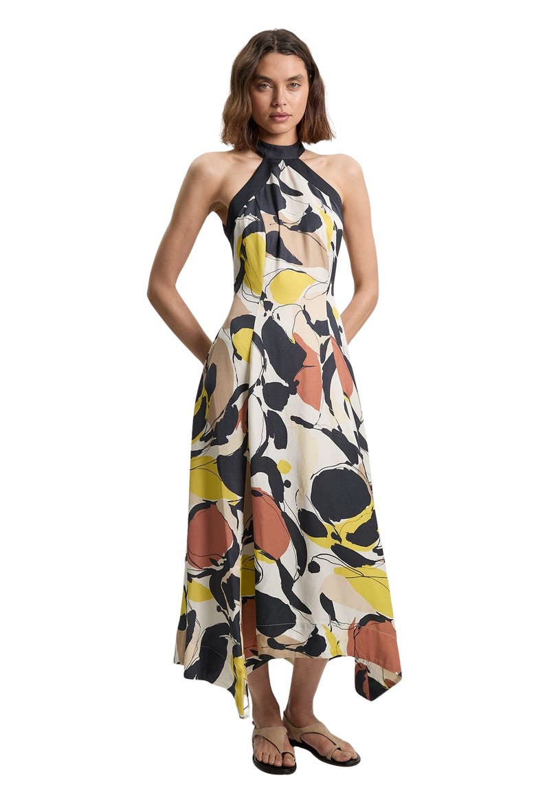 Petite Abstract Print Halter Maxi Dress, Main, color, Multi